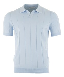 Gran Sasso Ribbed Skipper Fresh Cotton Poloshirt Light Blue