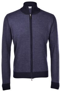 Gran Sasso Salt and Pepper Stitch Full Zip Vest Blue Navy