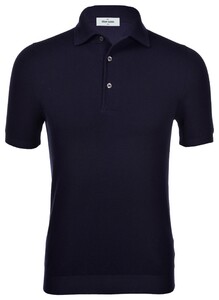 Gran Sasso Short Sleeve Knitted Poloshirt Polo Blue Navy