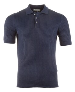 Gran Sasso Short Sleeve Rib Pullover Poloshirt Blue