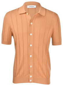 Gran Sasso Short Sleeve Ribbed Knit Polo Shirt Overhemd Copper-Orange