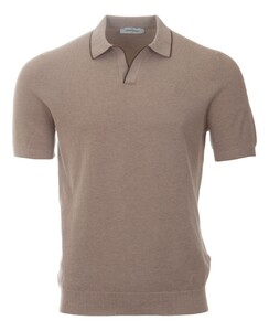 Gran Sasso Skipper Knit Rice Stitch Fine Piping Detail Poloshirt Light Sand