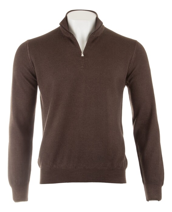 Gran Sasso Soft Merino Half Zip Pullover Brown