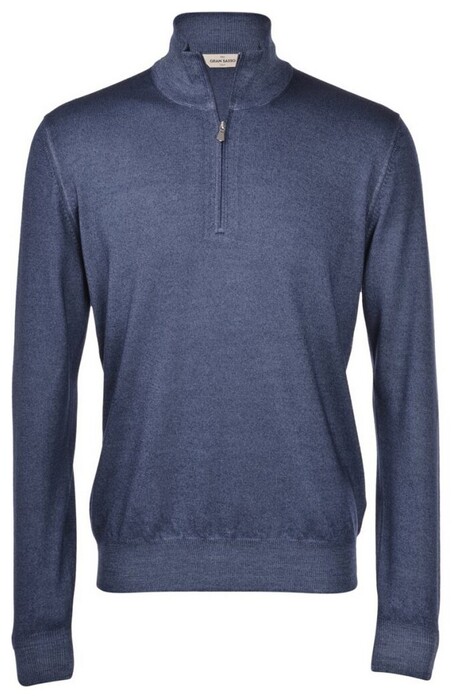 Gran Sasso Soft Merino Half Zip Pullover Dark Denim Blue