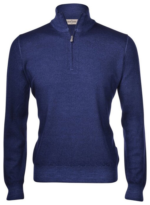 Gran Sasso Soft Merino Half Zip Pullover Dark Royal Blue