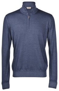 Gran Sasso Soft Merino Half Zip Trui Dark Denim Blue