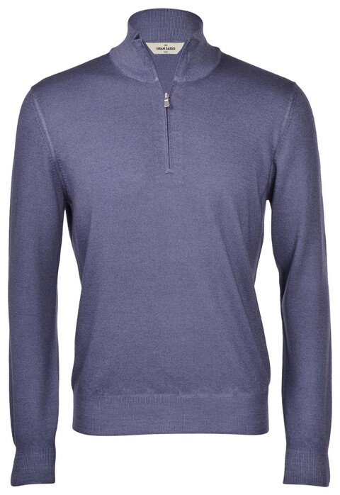 Gran Sasso Soft Merino Half Zip Trui Denim Blue