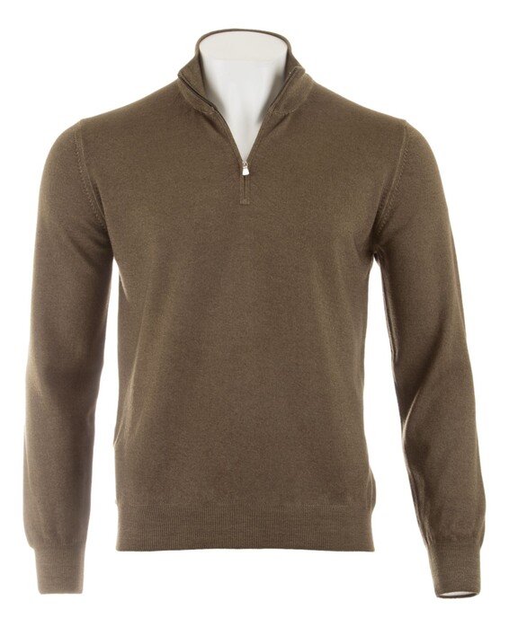 Gran Sasso Soft Merino Half Zip Trui Mud Green