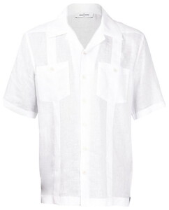 Gran Sasso Solid Color Short Sleeve Luxury Linnen Overhemd Wit