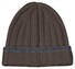 Gran Sasso Striped Luxury Cashmere Rib Knit Cap / Beanie Brown