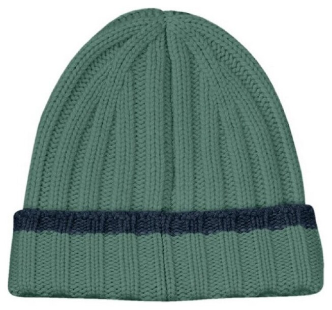 Gran Sasso Striped Luxury Cashmere Rib Knit Cap / Beanie Green