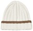 Gran Sasso Striped Luxury Cashmere Rib Knit Cap / Beanie White