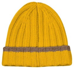 Gran Sasso Striped Luxury Cashmere Rib Knit Cap / Beanie Yellow