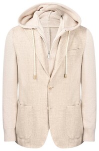 Gran Sasso Super Geelong Wool And Flanel Hooded Jacket Vest Beige