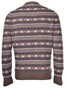 Gran Sasso Super Geelong Wool Jacquard Fantasy Crew Neck Pullover Brown-Blue