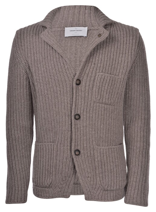 Gran Sasso Super Geelong Wool Knit Cardigan Dove Brown-Grey