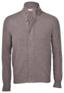 Gran Sasso Super Geelong Wool Two-Way Zip Full Button Closure Cardigan Dove Brown-Grey