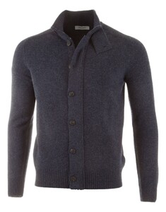 Gran Sasso Super Geelong Wool Two-Way Zip Full Button Closure Vest Denim Blue