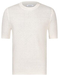 Gran Sasso Texture Knit Crew Neck Linen Cotton T-Shirt White