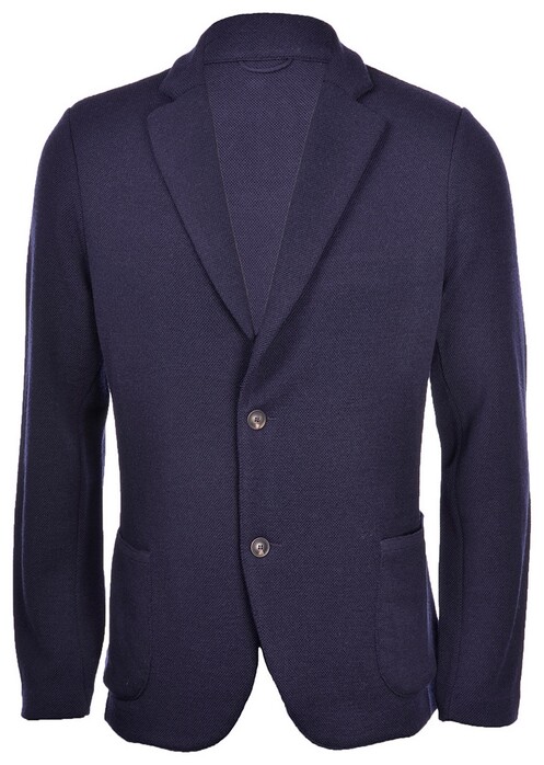 Gran Sasso Travel Wool Oxford Knit Jacket Colbert Navy