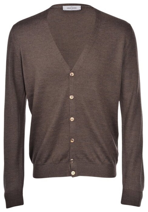 Gran Sasso Uni Button Extrafine Merino Wool Cardigan Brown