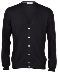Gran Sasso Uni Button Merinowol Extrafijn Vest Zwart