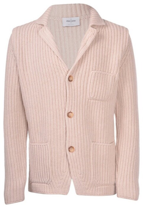 Gran Sasso Uni color Button Cardigan Texture Knit Beige