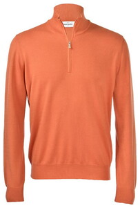 Gran Sasso Uni Color Cotton Zipper Trui Oranje