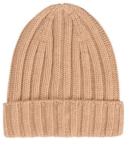 Gran Sasso Uni Color Luxury Cashmere Rib Knit Cap / Beanie Camel