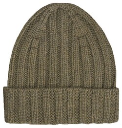 Gran Sasso Uni Color Luxury Cashmere Rib Knit Cap / Beanie Green