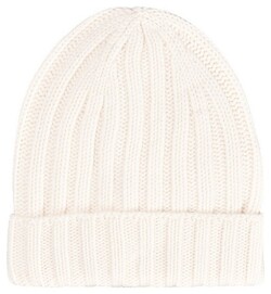 Gran Sasso Uni Color Luxury Cashmere Rib Knit Cap / Beanie White