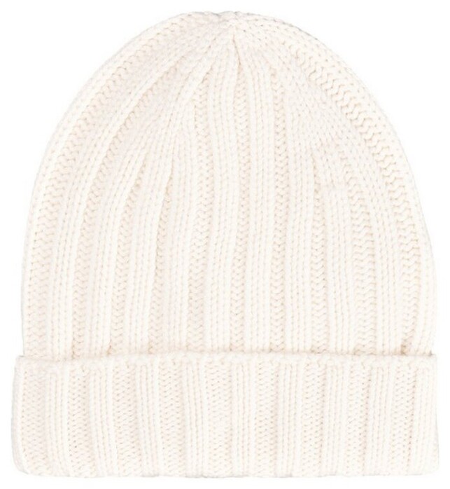 Gran Sasso Uni Color Luxury Cashmere Rib Knit Cap / Beanie White