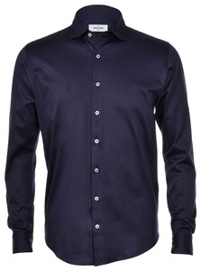 Gran Sasso Uni Color Luxury Mercerized Cotton Jersey Overhemd Navy