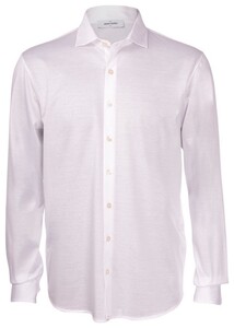 Gran Sasso Uni Color Luxury Mercerized Cotton Jersey Overhemd Wit