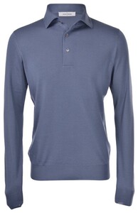 Gran Sasso Uni Color Wool Three Button Polo Collar Blauwgrijs