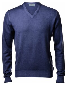 Gran Sasso Vintage Délavé Merino V-Neck Pullover Denim Blue