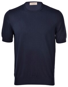 Gran Sasso Vintage Effect Organic Fine Cotton T-Shirt Blue Navy