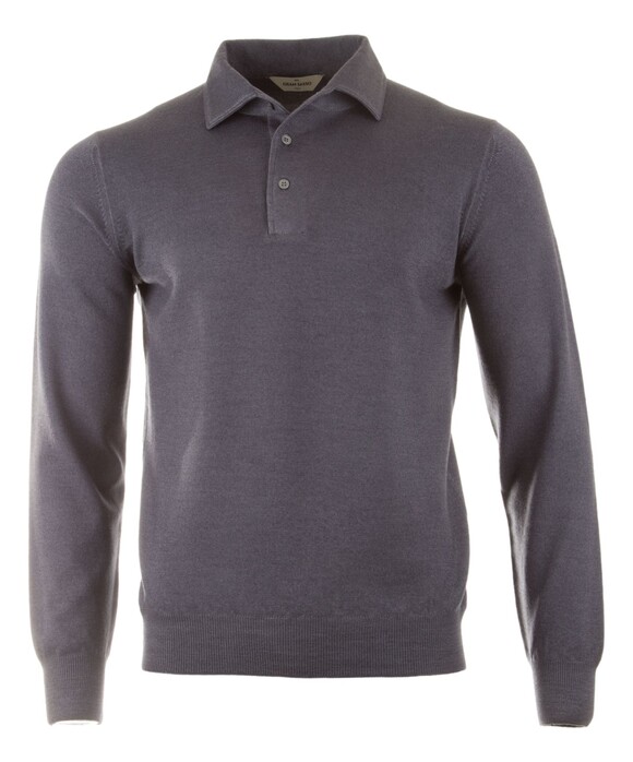 Gran Sasso Vintage Extrafine Merino Long Sleeve Polo Blauwgrijs