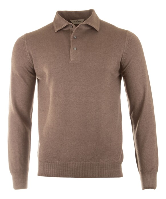 Gran Sasso Vintage Extrafine Merino Long Sleeve Polo Hazel