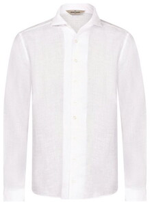 Gran Sasso Vintage Solid Color Luxury Linen Shirt White