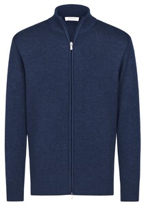 Gran Sasso Wool Knit Two-Way Zip Cardigan Vest Donker Blauw