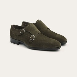 Greve Ribolla Double Buckle Suede Shoes Khaki