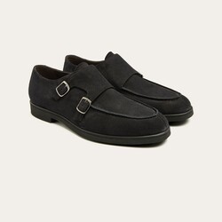 Greve Tufo Dubbele Gesp Suède Schoenen Off Black Suede