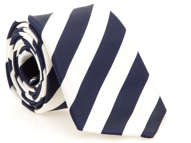 Hemley Bold Diagonal Silk Tie White-Navy