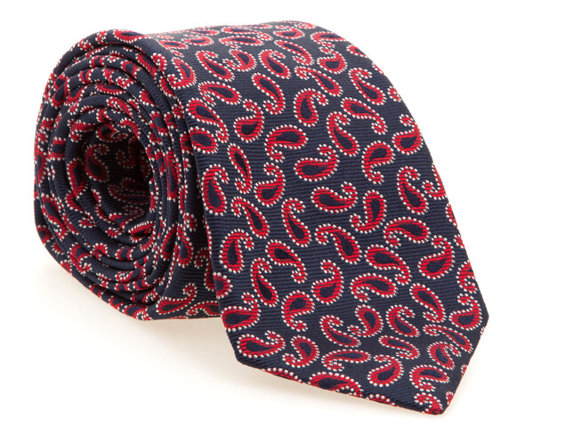 Hemley Dotted Paisley Silk Tie Red-Blue