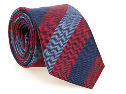 Hemley Herringbone Stripe Silk Das Rood-Blauw