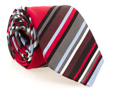 Hemley Layered Diagonal Silk Tie Red-Multi