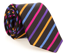 Hemley Multicolor Stripe Silk Tie Black-Multi