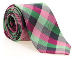 Hemley Multicolored Check Silk Tie Green-Purple