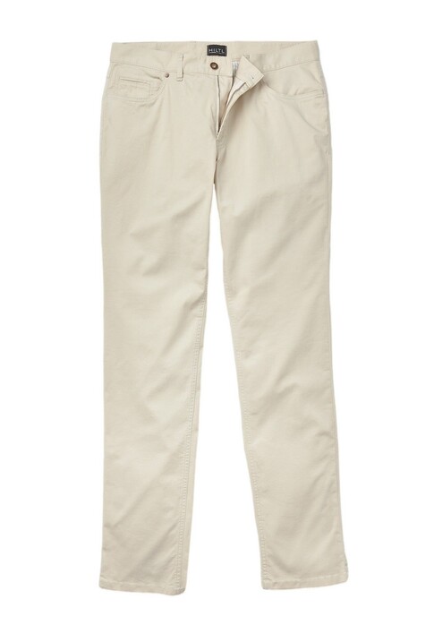 Hiltl Dude Fine Fabardine 5-Pocket Light Elastic Cotton Stretch Twill Broek Licht Beige